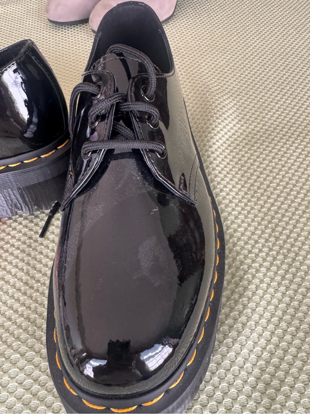 Dr. Martens Air Wair Size 10 Black Patent 3-Eye Lace-Up Platform Oxfords -NEW - Picture 11 of 11